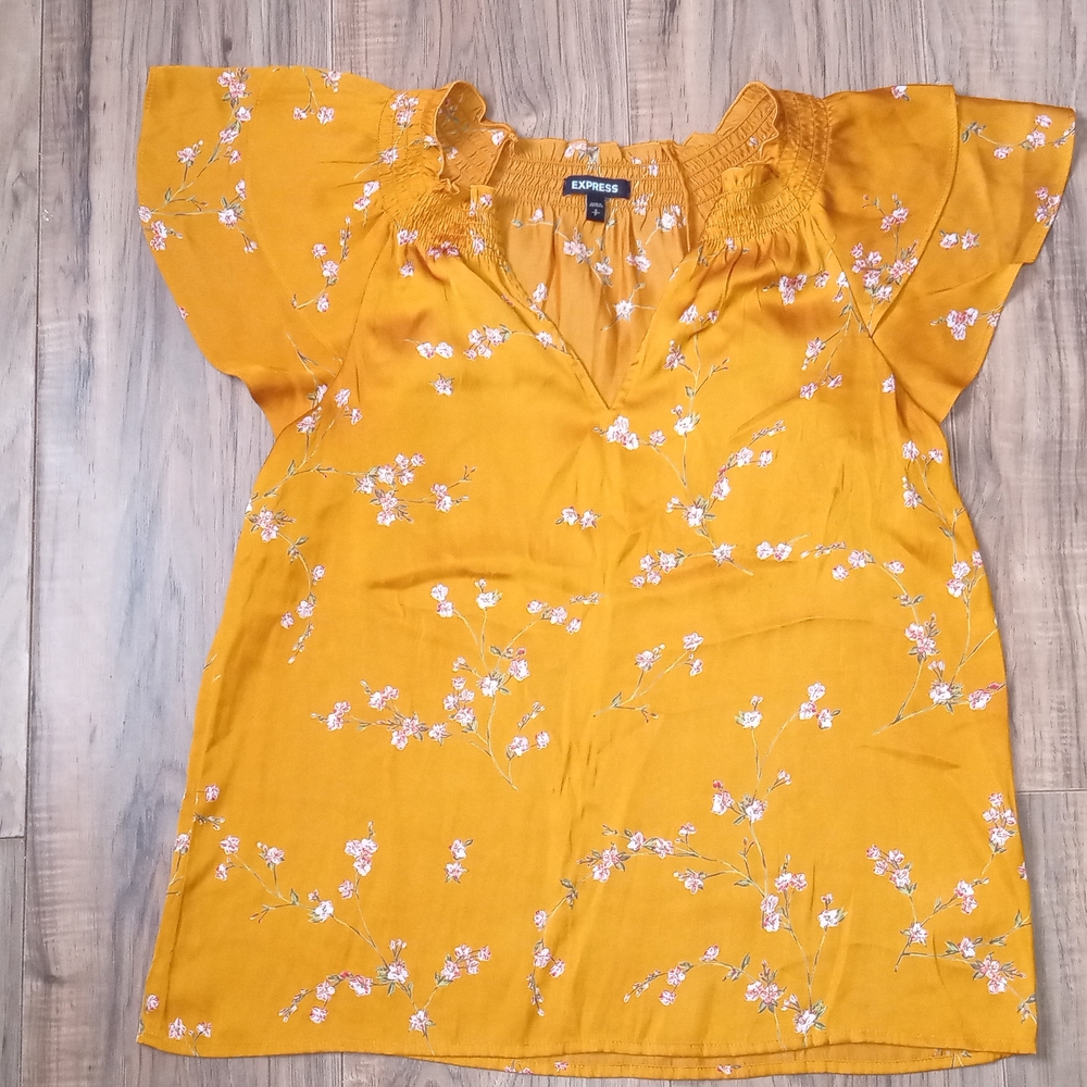 Express Satin Floral Blouse Top